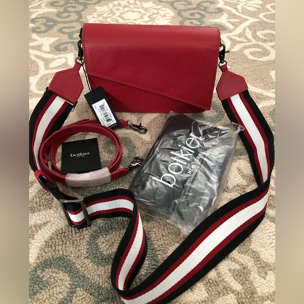 NWT Botkier red leather Crosstown Xbody bag purse